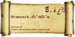 Brancsik Ádám névjegykártya